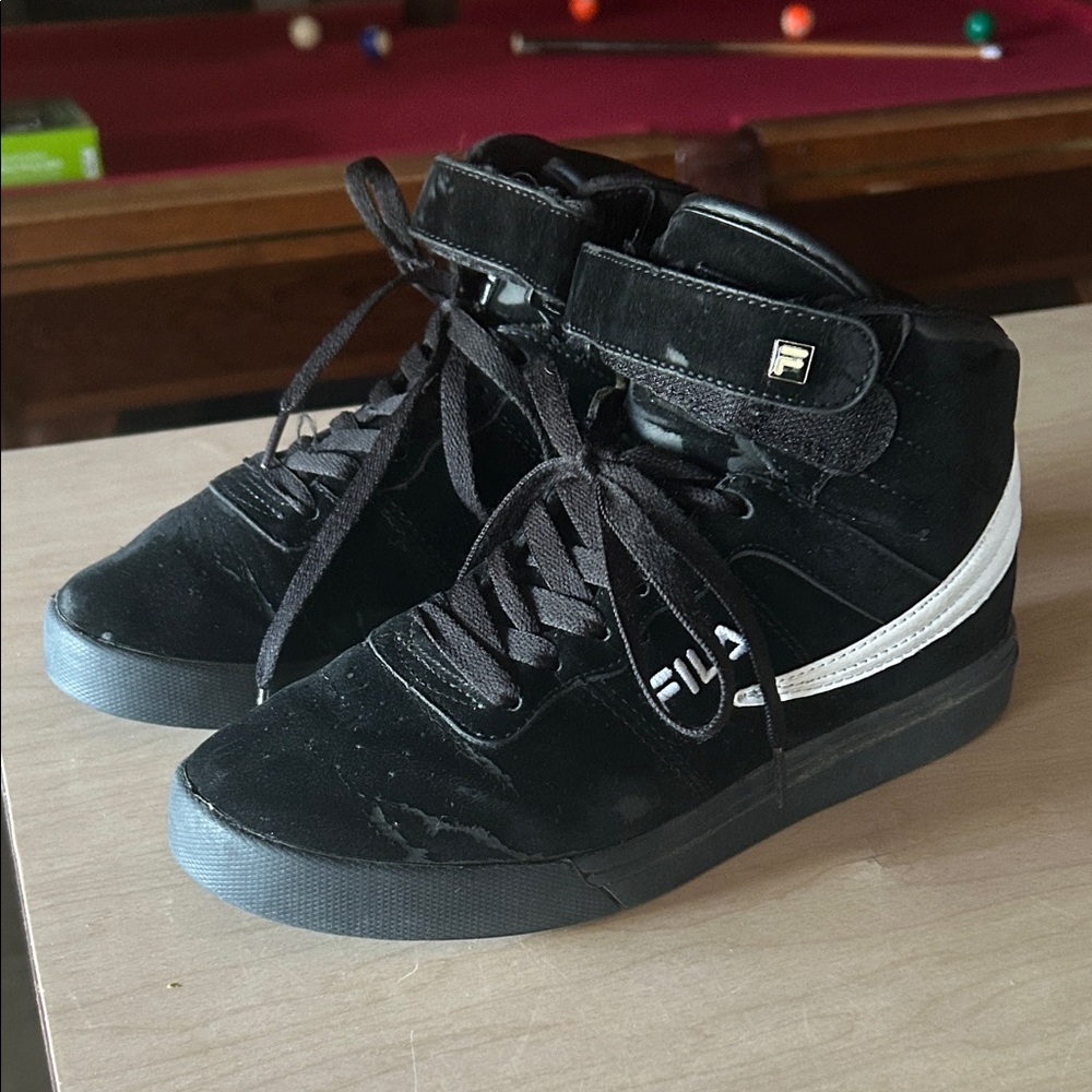 Fila Black and White High-Top Sneakers